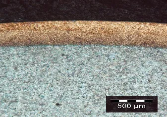 Cross-sectional micrograph of laser laser-hardened region