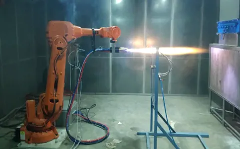 Fig. 1. Axial Plasma Spray in operation